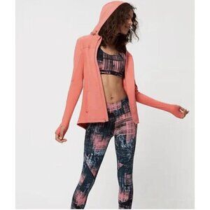 Sweaty Betty Women's Sz M Shoreline Full Zip Salmon Orange Hoodie Thumb Holes